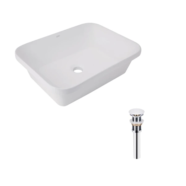 Комплект Qtap Scorpio: Раковина врезная прямоугольная 510х390х145 мм White + Донный клапан PU02