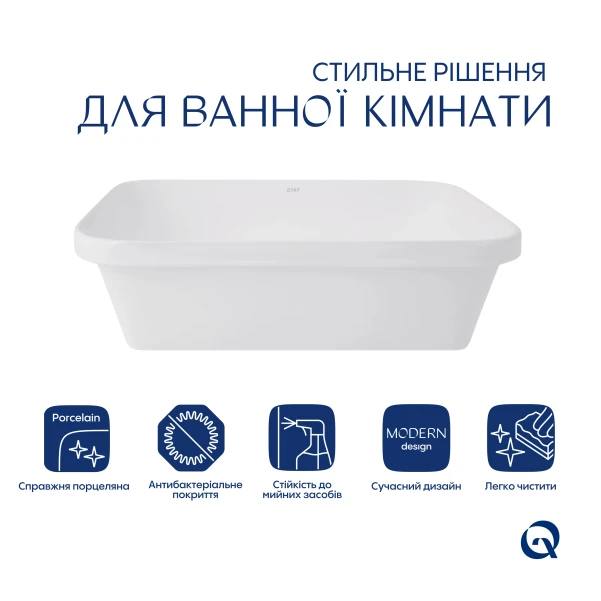 Комплект Qtap Scorpio: Раковина врезная прямоугольная 510х390х145 мм White + Донный клапан PU02 - 2 фото