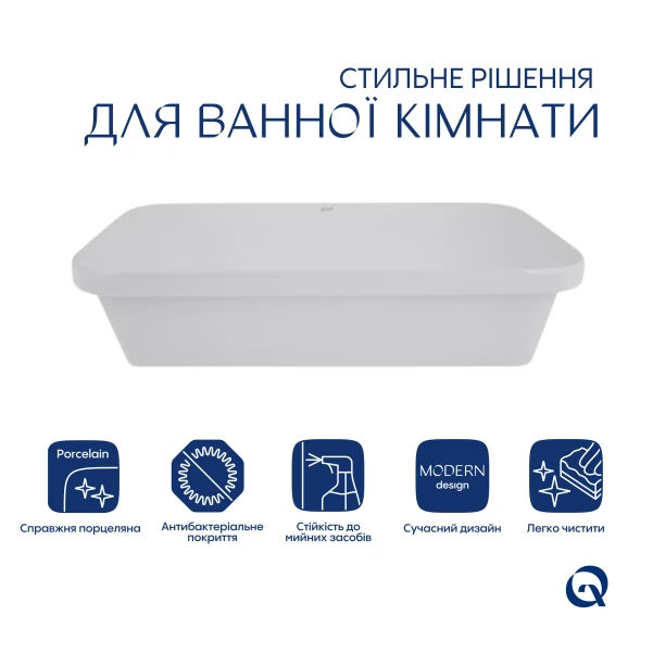 Комплект Qtap Scorpio: Раковина врезная прямоугольная 615х390х150 мм White + Донный клапан PU02 - 2 фото