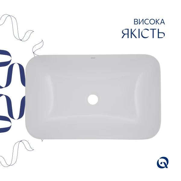 Комплект Qtap Scorpio: Раковина врезная прямоугольная 615х390х150 мм White + Донный клапан PU02 - 3 фото