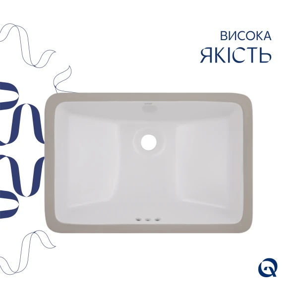 Комплект Qtap Stork: Раковина врезная прямоугольная 535x365x190 мм White + Донный клапан PU02O - 3 фото