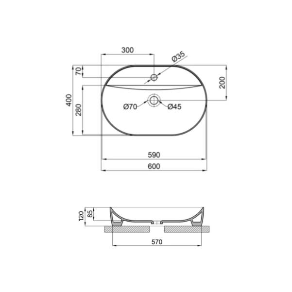 Раковина Qtap Scorpio 600х400х120 White QT14118045W - 1 фото