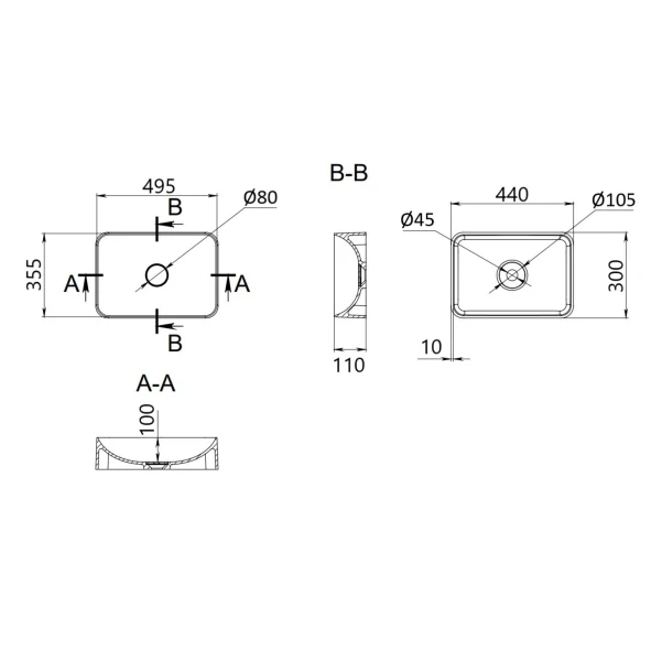 Решітка для лінійного трапу Qtap Grate FD600 (BLA) - 1 фото