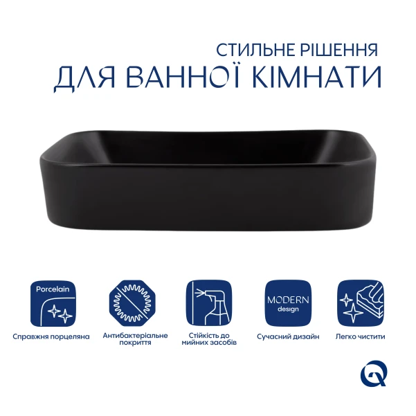 Раковина-чаша Qtap Scorpio 550х390х120 Matt black QT14112243MBN - 2 фото