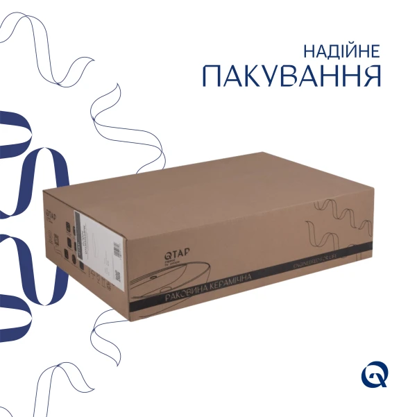 Комплект Qtap Robin: Раковина накладная прямоугольная 600x390x150 мм White + Донный клапан PU02 - 4 фото