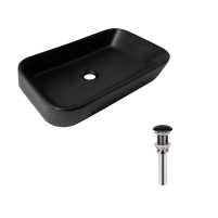Комплект Qtap Scorpio: Раковина накладная прямоугольная 550х390х120 мм Matt Black + Донный клапан PU03