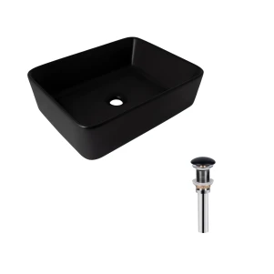 Комплект Qtap Tern: Раковина накладна прамокутна 480х370х135 мм White + Донний клапан PU02