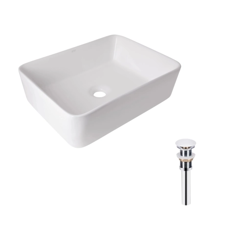 Комплект Qtap Tern: Раковина накладна прамокутна 600x400x110 мм WHITE + Донний клапан PU02