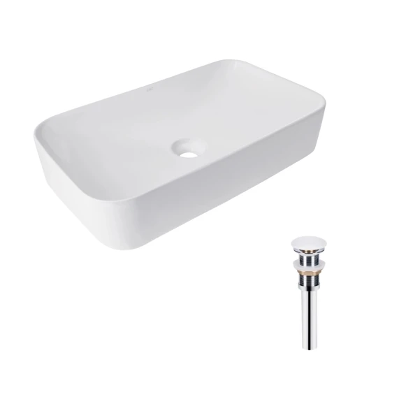 Комплект Qtap Tern: Раковина напольна моноблок 440х380х830 мм White + Донний клапан PU02O