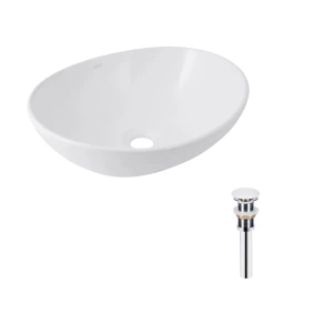 Комплект Qtap Dove: Раковина накладна овальна 635x420x150 мм White + Донний клапан PU02O