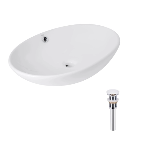 Комплект Qtap Kolibri: Раковина накладна 400x400x140 мм, White, квадратна + Донний клапан Pop-up PU02