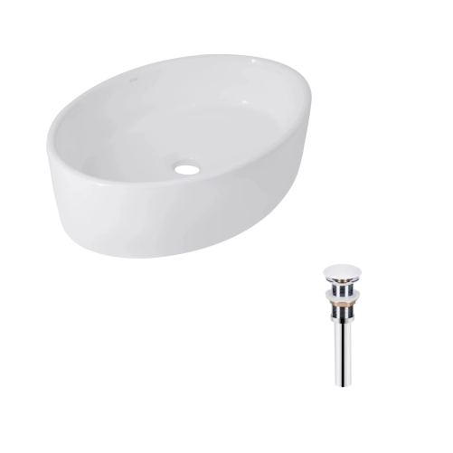 Комплект Qtap Leo N: Раковина підвісна угловая овальна 380x360x130 мм WHITE + Донний клапан PU02O