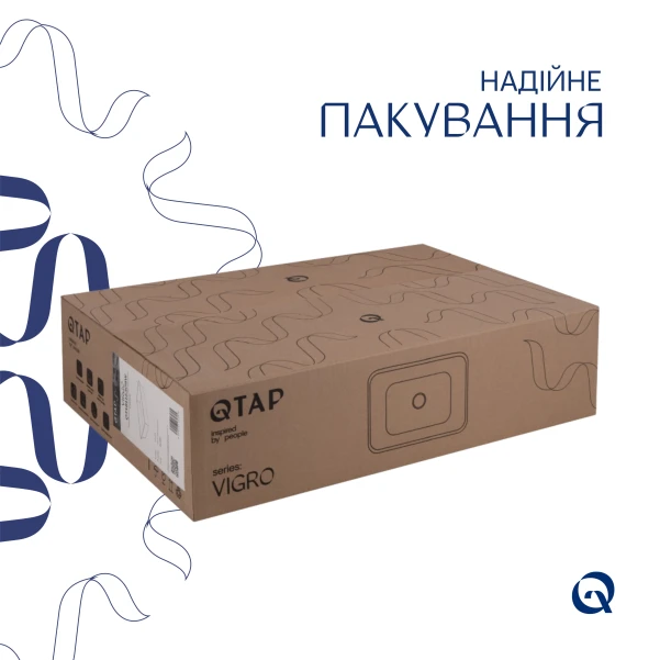 Раковина накладная Qtap Virgo N прямоугольная без донного клапана WHITE QT18116308W - 4 фото