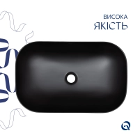 Раковина-чаша Qtap Robin 600x390x150 Matt black QT132143PMBMBN - 3 фото