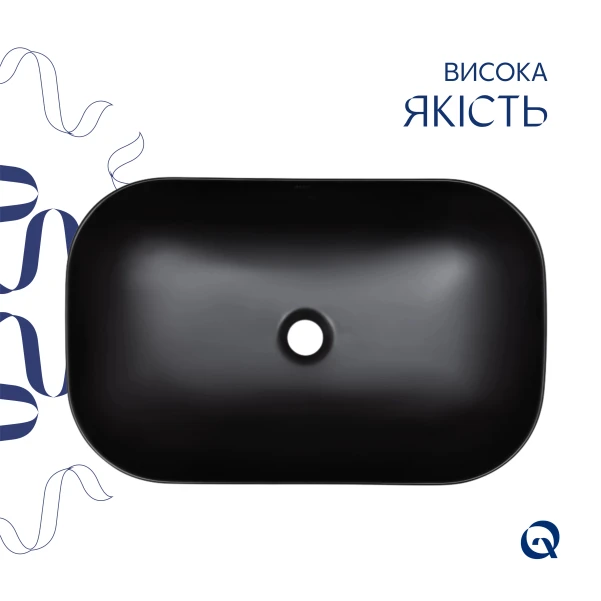 Раковина-чаша Qtap Robin 600x390x150 Matt black QT132143PMBMBN - 3 фото