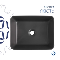Раковина накладна Qtap Tern 480x370x135 мм, Beige, прямокутна, з донним клапаном QT17116069SB - 3 фото