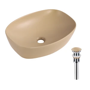 Раковина накладна Qtap Robin 500х380х140 мм, Marble, прямокутна, з донним клапаном QT04116302MR