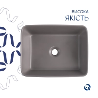 Раковина накладна Qtap Virgo N прямокутна без донного клапана WHITE QT18116308W - 3 фото