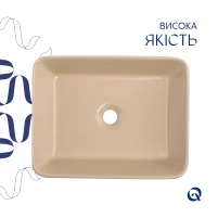Раковина накладна Qtap Tern 480x370x135 мм, Marble, прямокутна, з донним клапаном QT17116069MR - 3 фото