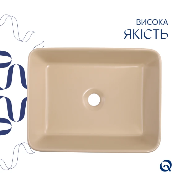 Раковина накладна Qtap Tern 480x370x135 мм, Marble, прямокутна, з донним клапаном QT17116069MR - 3 фото