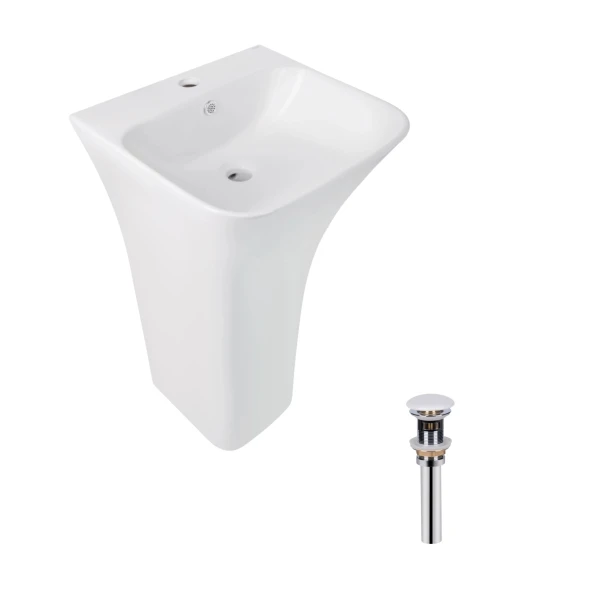 Комплект Qtap Crow: Раковина напольная моноблок 445x420x840 мм White + Донный клапан PU02O