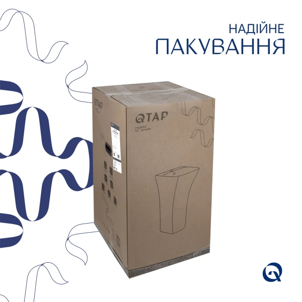 Комплект Qtap Crow: Раковина напольная моноблок 445x420x840 мм White + Донный клапан PU02O - 6 фото