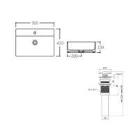 Комплект Qtap Nando LT: Раковина подвесная прямоугольная 500х420х130 мм White + Донный клапан PU02O - 1 фото