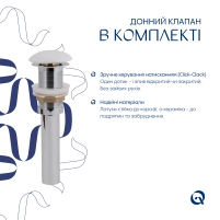 Комплект Qtap Virgo N: Раковина накладна 560x380x130 мм, White, прямокутна + Донний клапан Pop-up PU02 - 6 фото