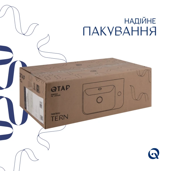 Комплект Qtap Virgo N: Раковина накладна 560x380x130 мм, White, прямокутна + Донний клапан Pop-up PU02 - 5 фото