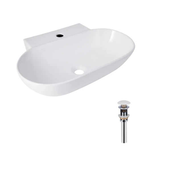 Комплект Qtap Crow: Раковина напольна моноблок 445x420x840 мм White + Донний клапан PU02O
