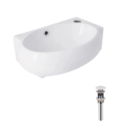 Комплект Qtap Leo: Раковина подвесная овальная правая 430x285x160 мм White + Донный клапан PU02O