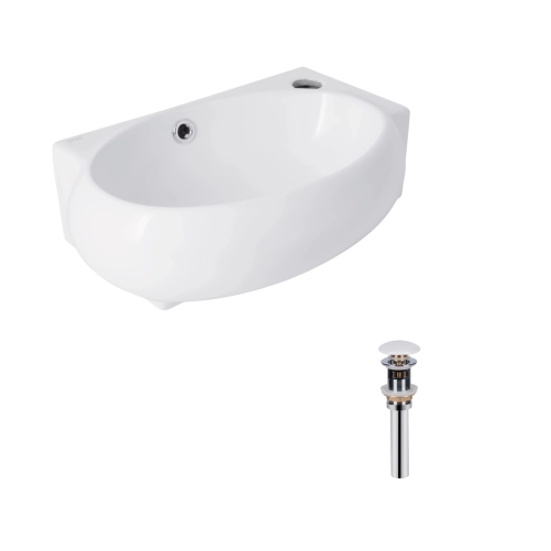 Комплект Qtap Nando LT: Раковина підвісна прамокутна 500х420х130 мм Matt Black + Донний клапан PU03O