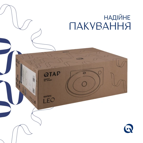 Комплект Qtap Leo: Раковина подвесная овальная правая 430x285x160 мм White + Донный клапан PU02O - 5 фото