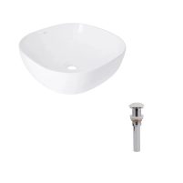 Комплект Qtap Kolibri: Раковина накладна 425x425x140 мм, White, квадратна + Донний клапан Pop-up PU02