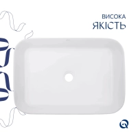 Комплект Qtap Virgo: Раковина накладна прамокутна 490х350х110 мм White + Донний клапан PU02 - 3 фото