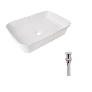 Комплект Qtap Virgo: Раковина накладна прамокутна 490х350х110 мм White + Донний клапан PU02