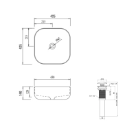 Комплект Qtap Kolibri: Раковина накладная 425x425x140 мм, White, квадратная + Донный клапан Pop-up PU02 - 1 фото