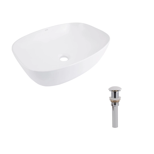 Комплект Qtap Cardinal: Раковина підвісна / накладна овальна 565х400х130 мм White + Донний клапан PU02