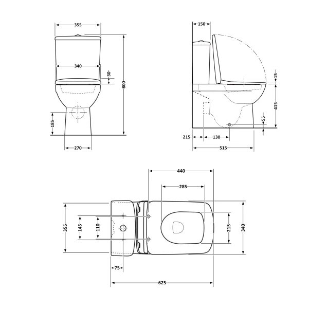 Унитаз-компакт Qtap Nando безободковый с сиденьем Soft-close QT12221222AW - 1 фото