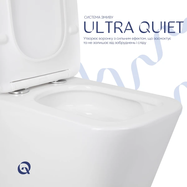 Унитаз напольный Qtap Tern Ultra Quiet безободковый с сиденьем Soft-Close QT17226003AW White - 4 фото