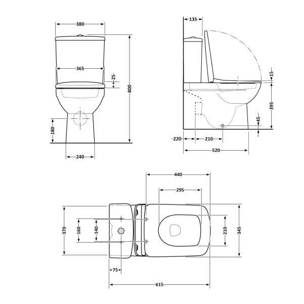Унитаз напольный Qtap Aries Rimless безободковый с сиденьем Soft-close WHITE QT03228302W - 1 фото