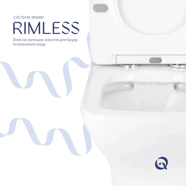 Унитаз напольный Qtap Aries Rimless безободковый с сиденьем Soft-close WHITE QT03228302W - 4 фото