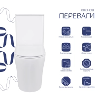 Унітаз-компакт Qtap Crow Eco безобідковий з сідінням Soft-close QTCRO27W48750 - 2 фото