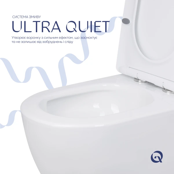 Унітаз підлоговий Qtap Robin New Ultra Quiet безобідковий з сидінням Soft-close WHITE QT13226083AW - 5 фото