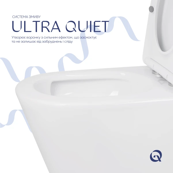Унітаз підлоговий Qtap Tern Ultra Quiet безобідковий з сидінням Soft-Close QT17226003AW White - 5 фото