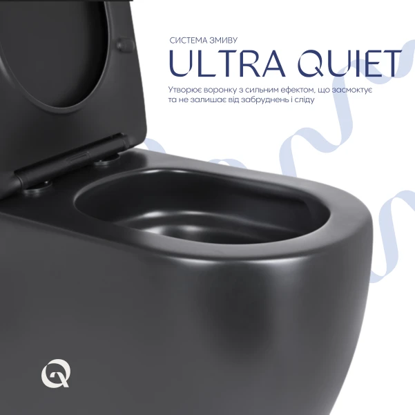 Унітаз підлоговий Qtap Scorpio Ultra Quiet безобідковий з сидінням Soft-close MATT BLACK QT14226088AMB - 4 фото