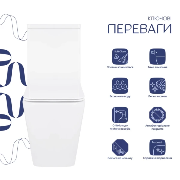Унитаз-компакт Qtap Crow Eco безободковый с сиденьем Soft-close QTCRO27W48750 - 3 фото