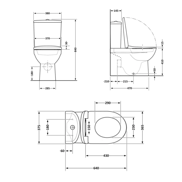 Унітаз підлоговий Qtap Jay Ultra Quiet з сидінням Soft-close 640x360x835 мм QT07222175TW White - 1 фото