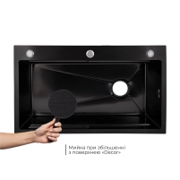 Lidz Handmade H7545B Мойка для кухни интегрированная Decor Black PVD Honeycomb 3,0/1,0 мм LDH7545BDECPVD48373 - 3 фото