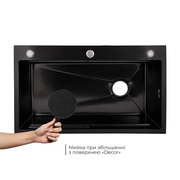 Lidz Handmade H7545B Мойка для кухни интегрированная Decor Black PVD Honeycomb 3,0/1,0 мм LDH7545BDECPVD48373 - 3 фото